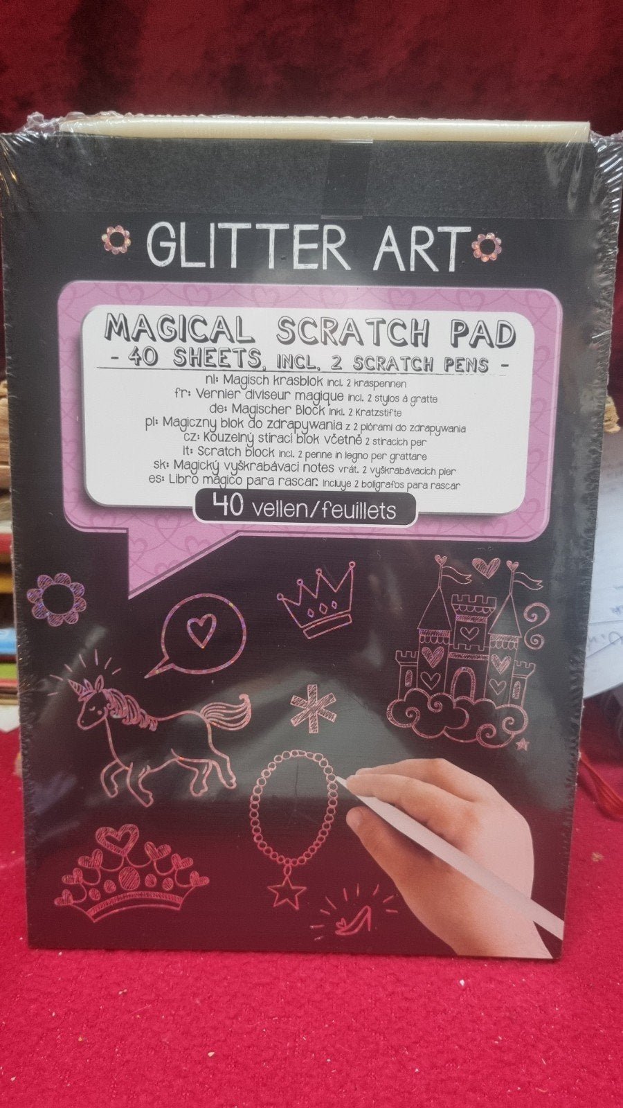 Glitter Art Magical Scratch Pad - 40 vellen met 2 pennen, Verzenden, Overige thema's, Nieuw, Meerkleurig