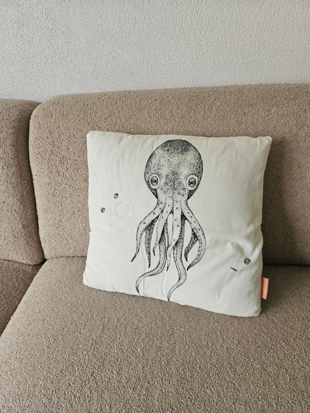 Diverse kussens: octopus, geruit, turquoise en binnen kussen, Ophalen, Overige merken, Gebruikt, Inclusief binnenkussen