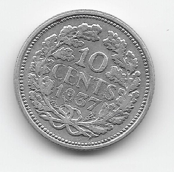 Nederland 10 cent 1937 KM# 163, Postzegels en Munten, Munten | Nederland, Verzenden, Zilver, 10 cent, Koningin Wilhelmina