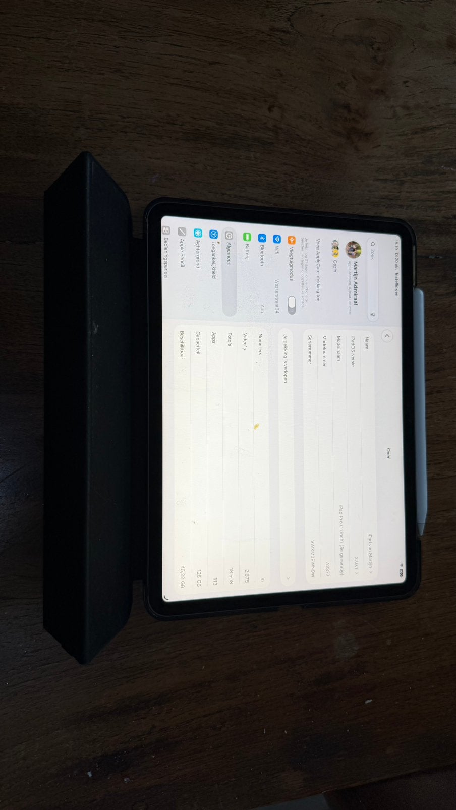 Apple iPad Pro 11 inch (M1) 128GB Wi-Fi + apple pencil, Computers en Software, Zwart, 11 inch, Ophalen of Verzenden, Zo goed als nieuw