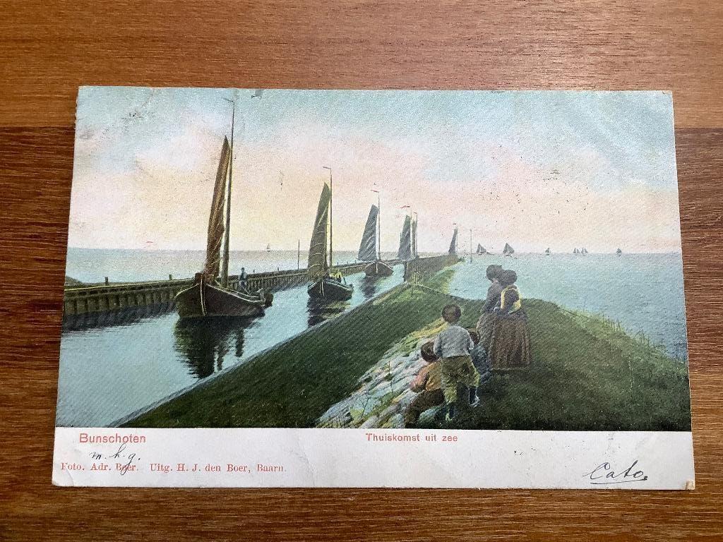 Bunschoten 1904 thuiskomst uit zee, Ophalen of Verzenden, Voor 1920, Gelopen, Zuid-Holland