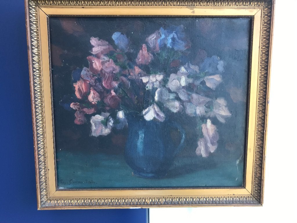 olieverf bloemstilleven willy van schoonhoven van beurden, Antiek en Kunst, Kunst | Schilderijen | Klassiek, Bloemen, Doek, Impressionistisch