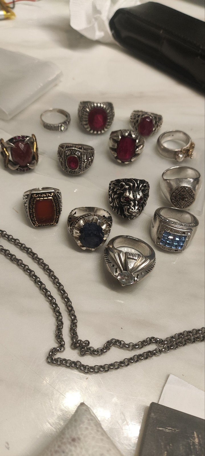 Zilveren ringen met rubijn sapfier een diamanten, Gebruikt, Ophalen of Verzenden, 17 tot 18, Dame