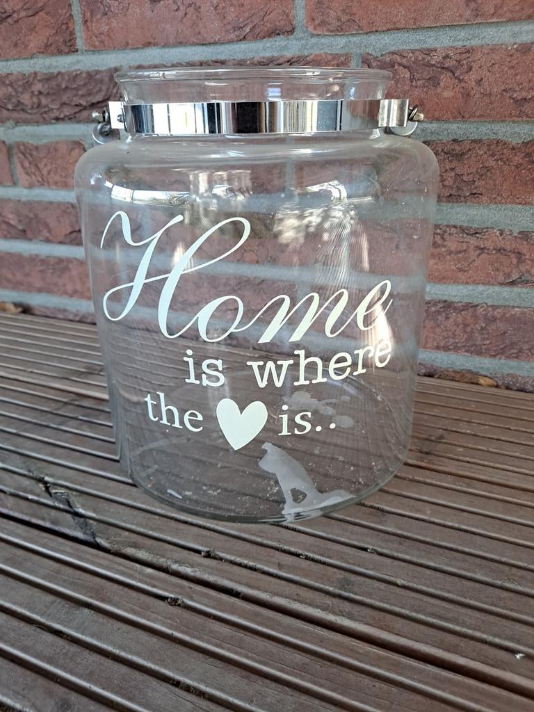 Glazen windlicht met touw, Ophalen of Verzenden, Zo goed als nieuw, Glas