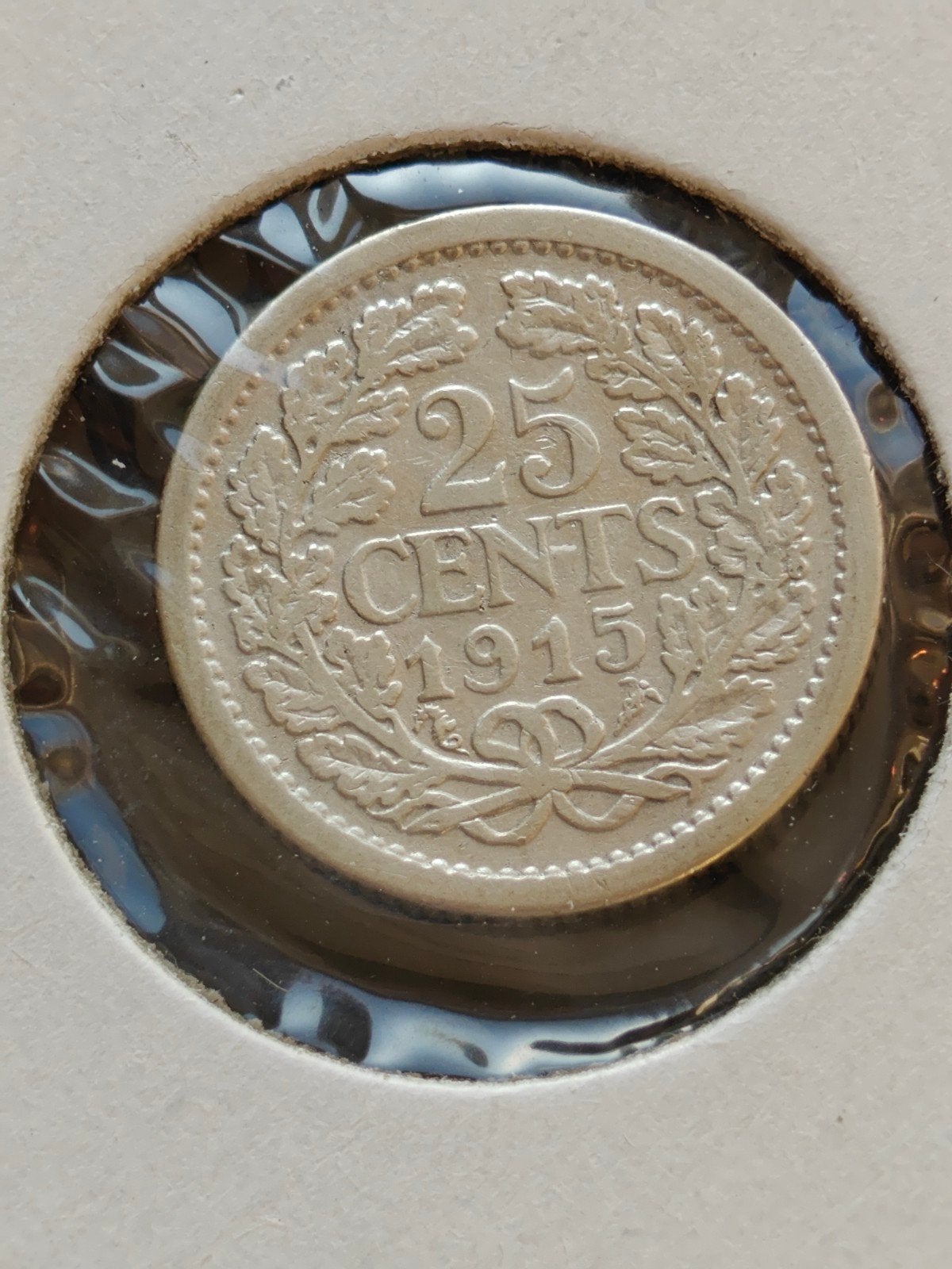 25 cent 1915 Koningin Wilhelmina zilveren munt, Postzegels en Munten, Munten | Nederland, Losse munt, 25 cent, Koningin Wilhelmina