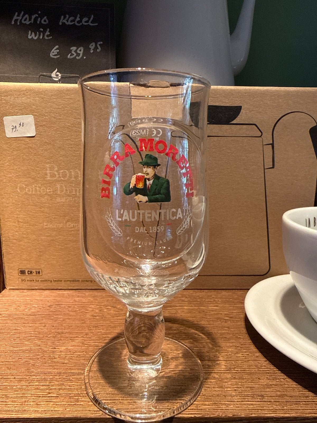Birra Moretti Bierglas - L'Autentica Premium Lager, Ophalen of Verzenden, Zo goed als nieuw, Meerkleurig, Overige merken