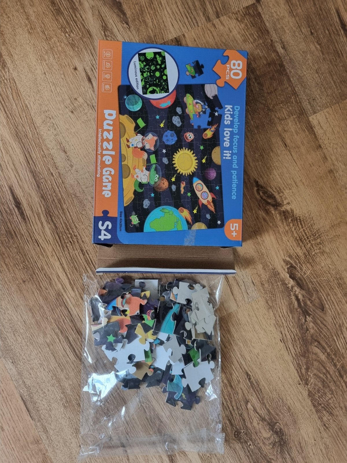 Nieuwe Legpuzzel Ruimtevaart 80 Stukjes - Lichtgevend!, Ophalen of Verzenden, Minder dan 500 stukjes, Nieuw, Legpuzzel