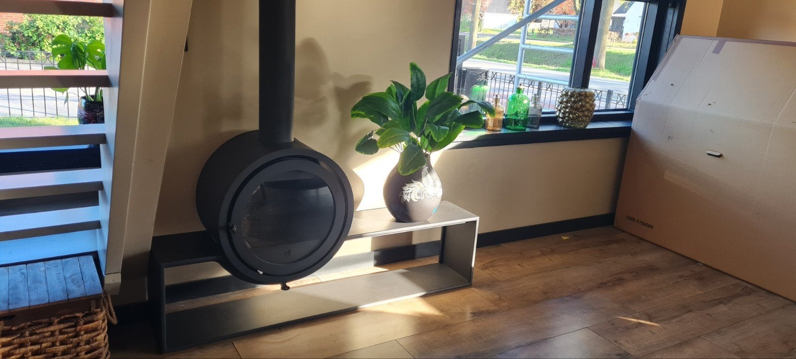 Dik Geurts design houthaard – compleet – als nieuw, Huis en Inrichting, Kachels, Ophalen, Houtkachel, Zo goed als nieuw, Vrijstaand