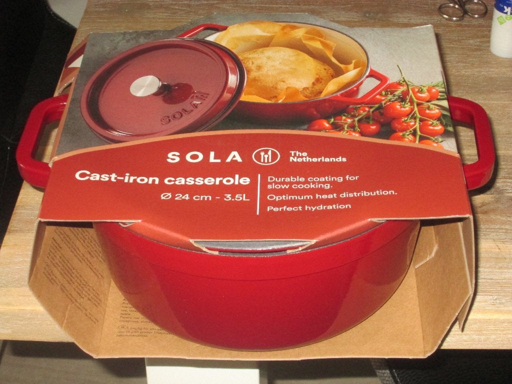 Sola Gietijzeren Braadpan - 24 cm, 3.5L (nieuw), Huis en Inrichting, Met deksel, Nieuw, Ophalen of Verzenden, Aldi