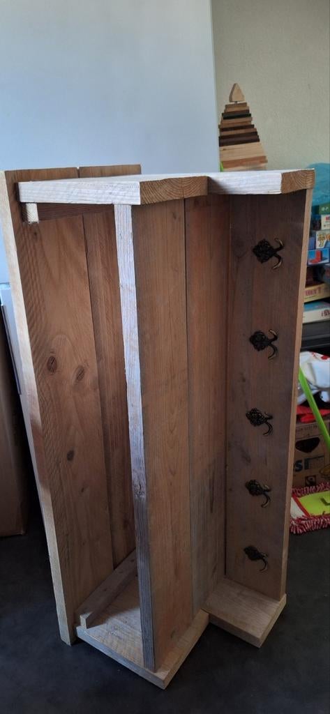 Unieke houten wandkapstok met 5 haken, Ophalen of Verzenden