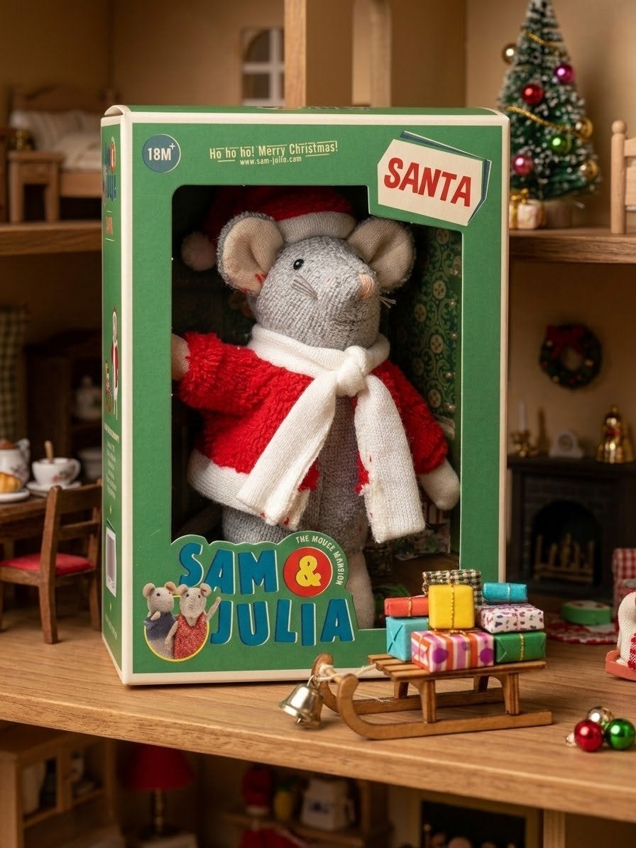 Sam & Julia De Muizenhuis Kerstman Muis Knuffel in Doos, Kinderen en Baby's, Muis, Overige merken, Daivey2525@gmail.com, Overige karakters