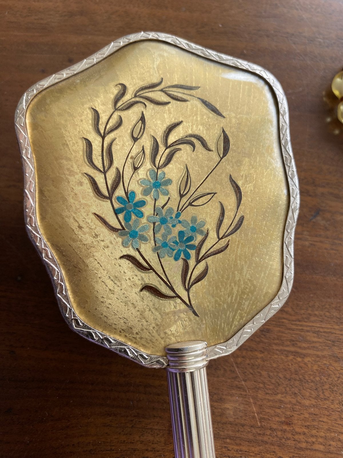 Brocante kaptafelborstel met bloemendecor, Ophalen of Verzenden