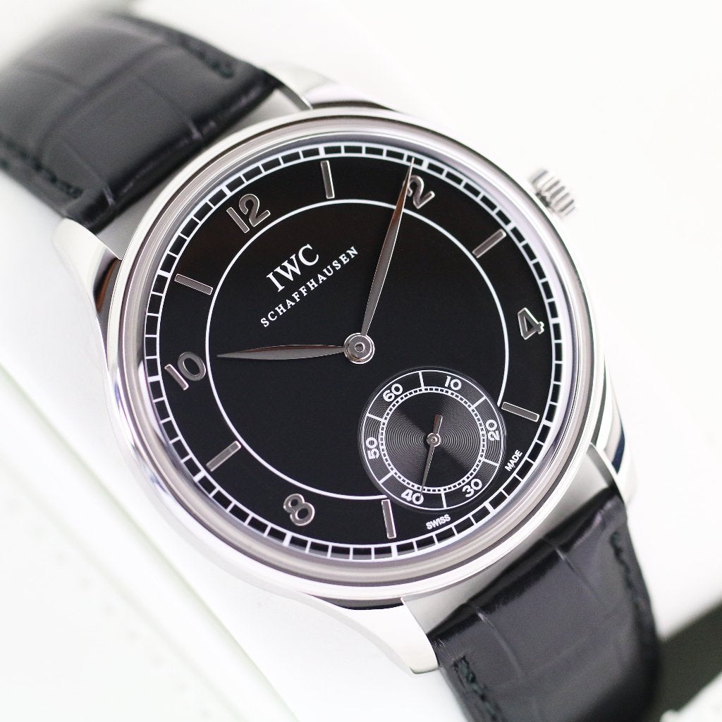 IWC Portugieser Hand-Wound 44 (Zeer goed/ 2010), Overige merken, Leer, Staal, Polshorloge