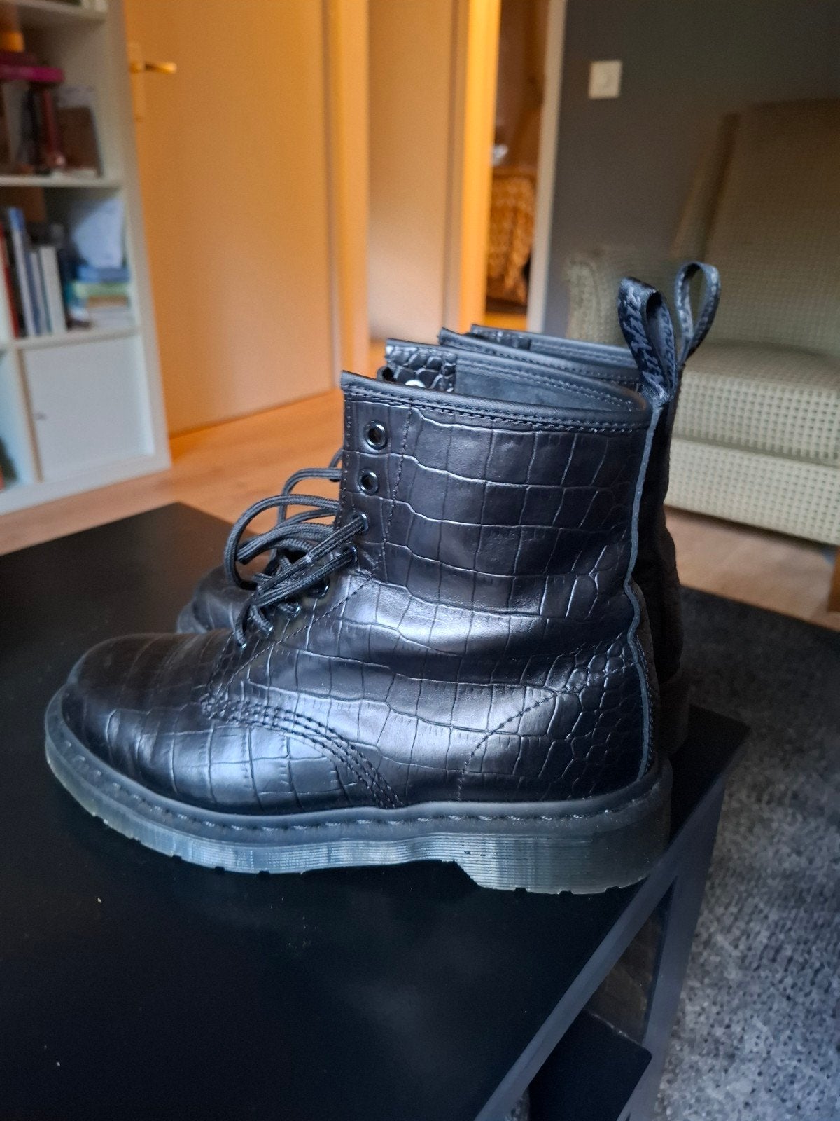 Dr. Martens 1460 Croco Laarzen - Maat 40, Zwart, Lage of Enkellaarzen, Ophalen of Verzenden, Dr. Martens
