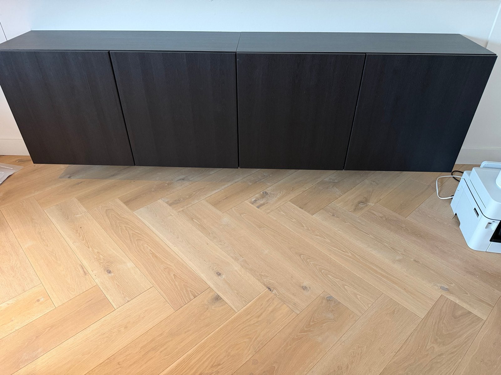 Eikenfineer dressoir met 4 Deuren - 240x40x65 cm, Ophalen, Eikenhout, Zo goed als nieuw, 200 cm of meer