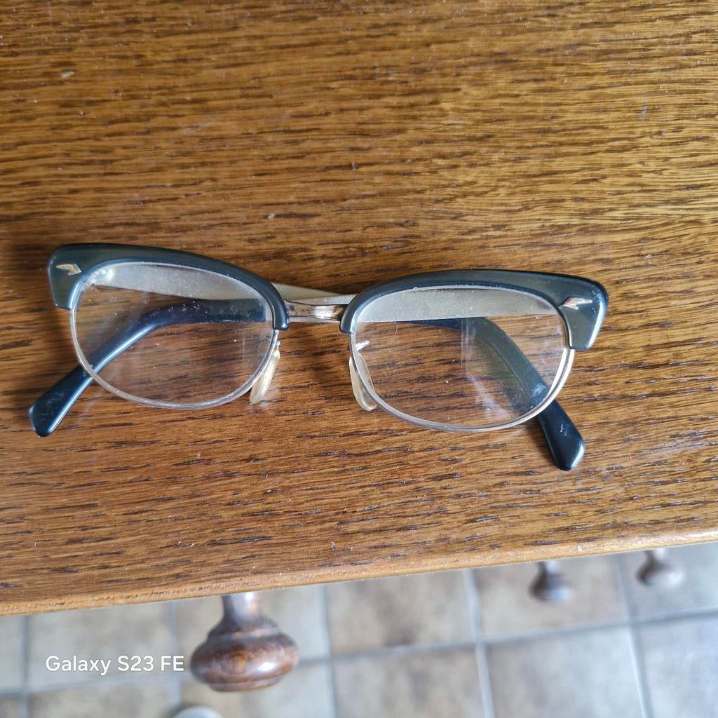 Vintage brilmontuur bril - Zwart/Goud, Ophalen, Gebruikt