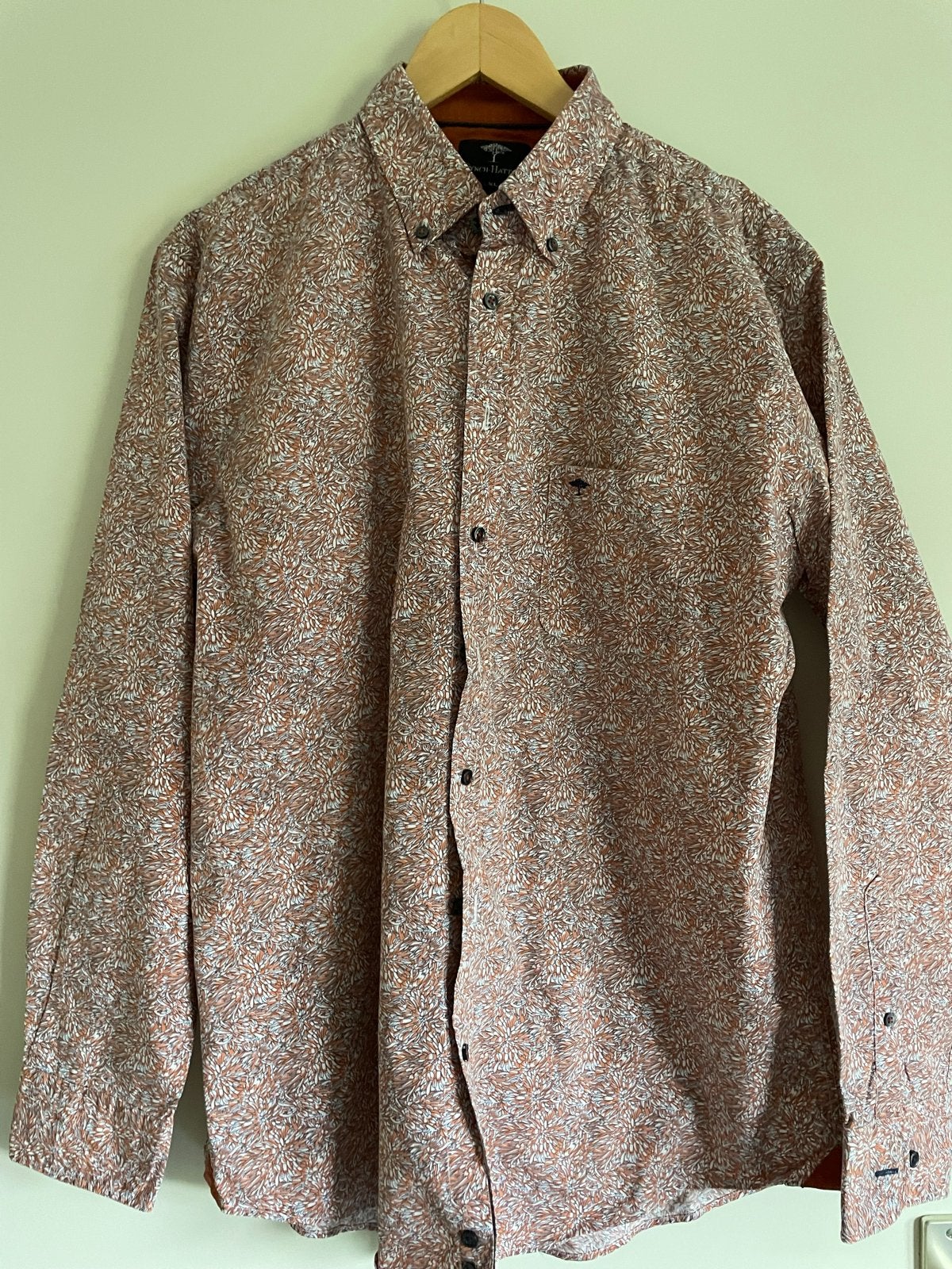 Fynch-Hatton overhemd met bloemenprint - Maat XL, Ophalen of Verzenden, Zo goed als nieuw, Oranje, Halswijdte 43/44 (XL)