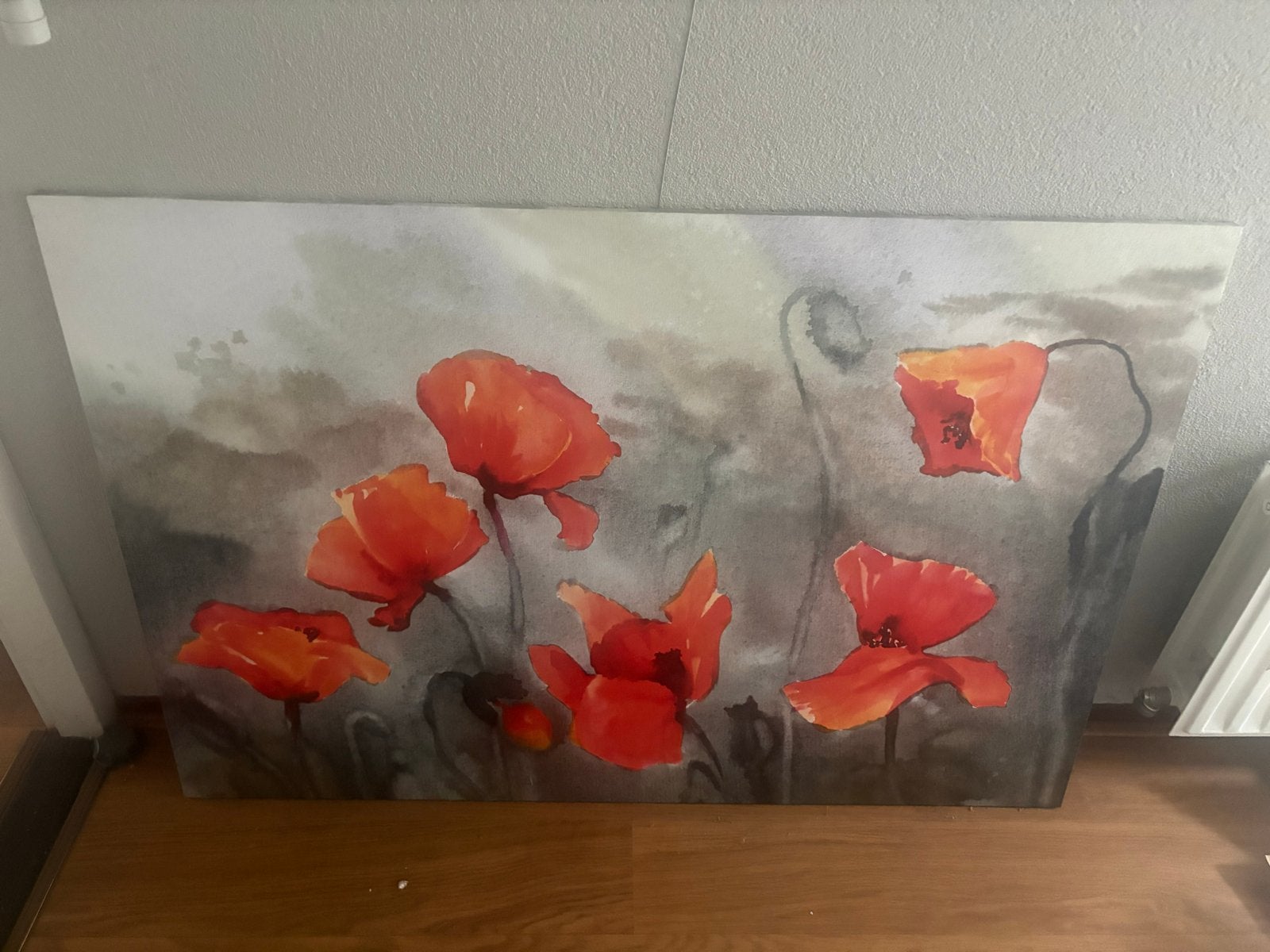 Mooi schilderij met klaprozen, zo goed als nieuw, Bloemen, Acrylverf, Ophalen of Verzenden, Handgeschilderd