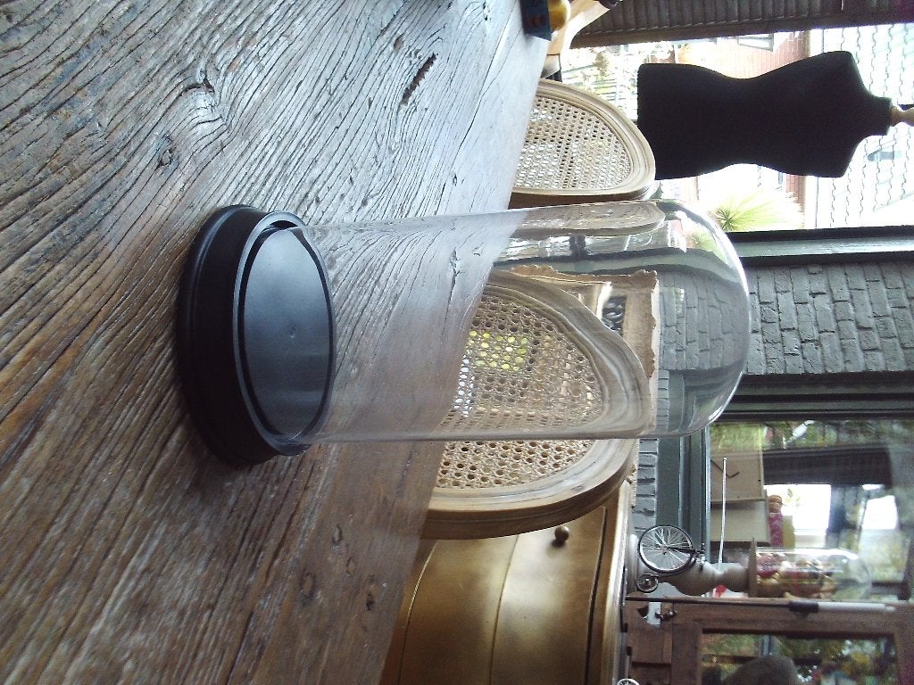 Glazen stolp met zwarte voet - 25 cm hoog, Ophalen, Gebruikt, Met voet, 12 cm