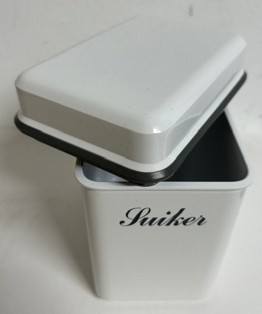 Brabantia voorraadblik wit suiker met losse deksel, Huis en Inrichting, Overige typen, Ophalen of Verzenden, Zo goed als nieuw