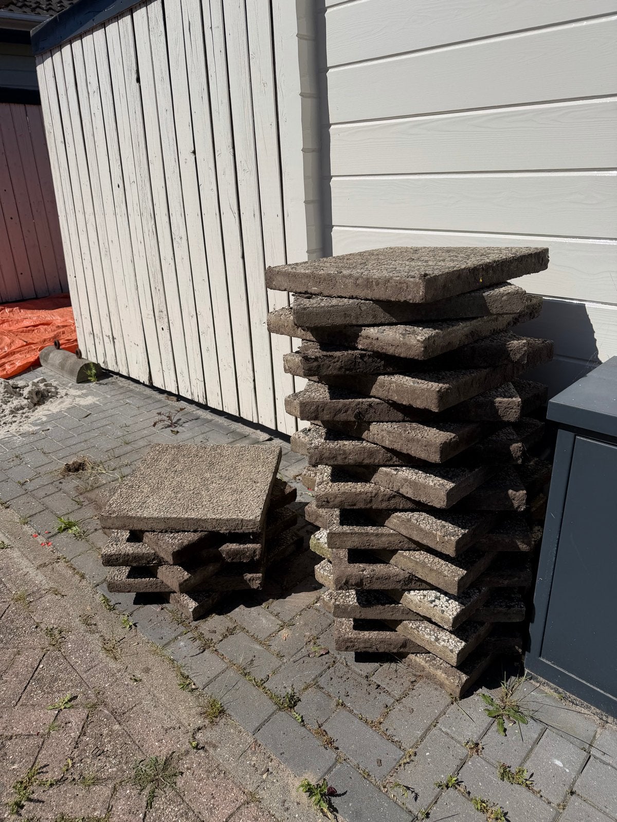 Grindtegels 40x40cm - +/- 50 stuks, Ophalen, Gebruikt, 10 m² of meer, Grind