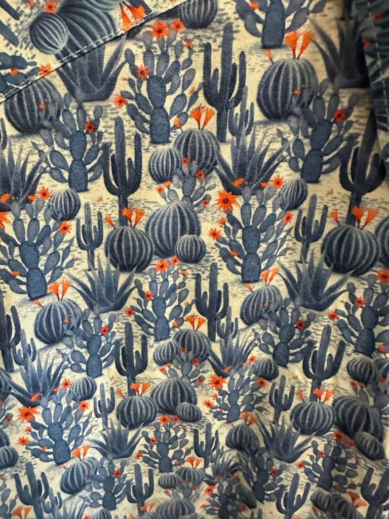 A Fish Named Fred overhemd met cactusprint, Kleding | Heren, Overhemden, Zo goed als nieuw, Overige halswijdtes, Blauw, Ophalen of Verzenden