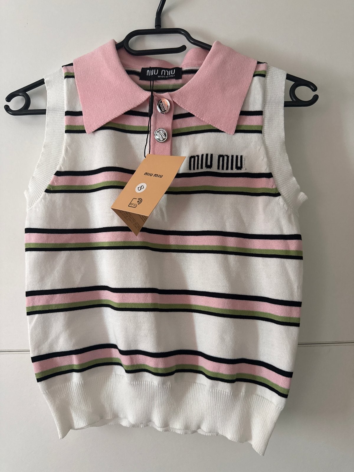 Nieuw Miu Miu gestreepte gebreide top, Kleding | Dames, Meerkleurig, Nieuw, Ophalen of Verzenden, Zonder mouw