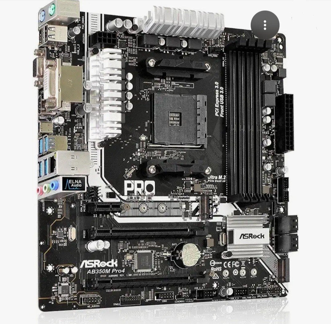 ASRock AB350M Pro4 Moederbord - AMD Ryzen Ready, Ophalen, Micro ATX, DDR4, AM4