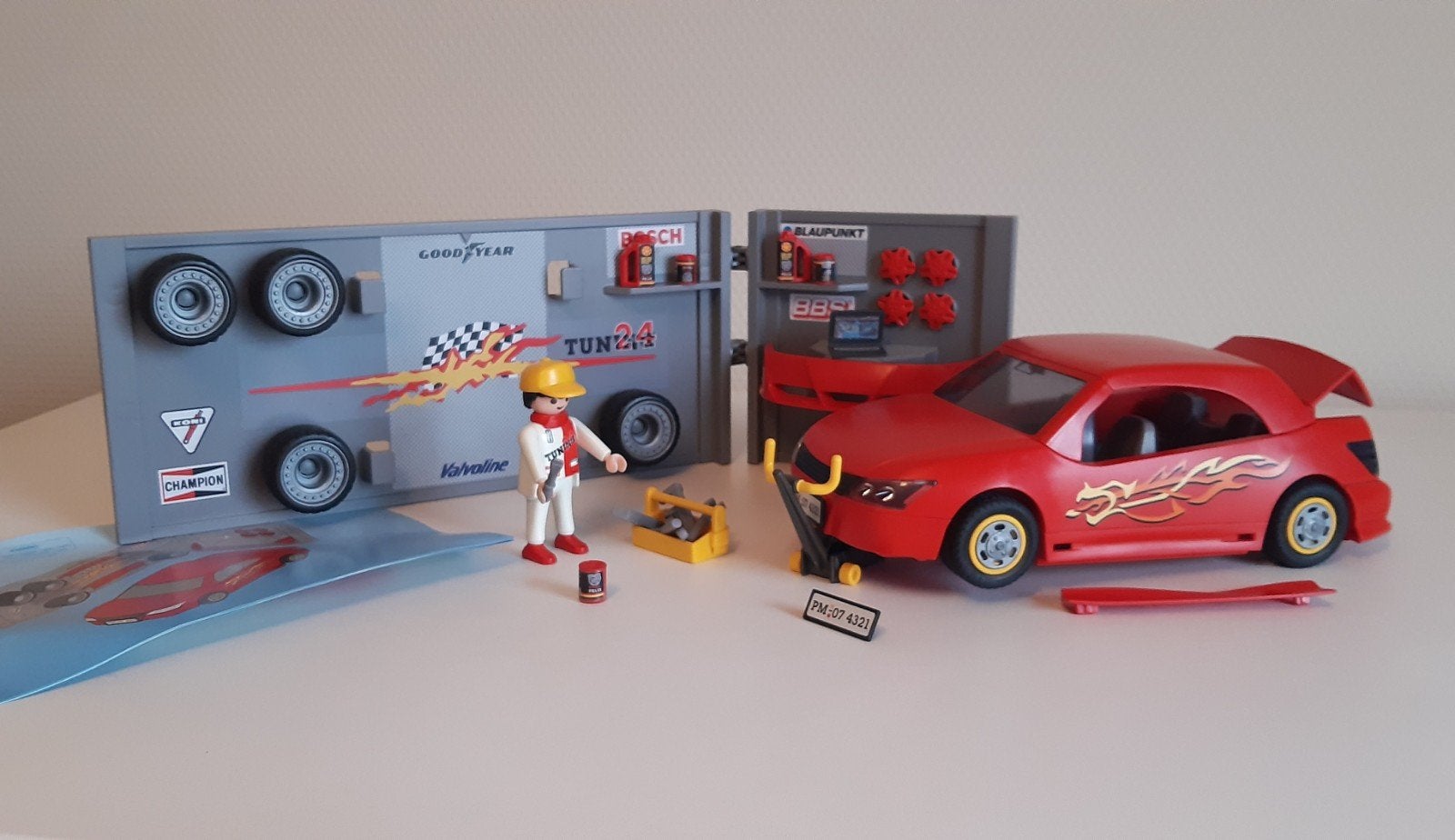 Playmobil 4321 Sportwagen met werkplaats. (Set 318), Complete set, Voertuig, Ophalen of Verzenden, Zo goed als nieuw