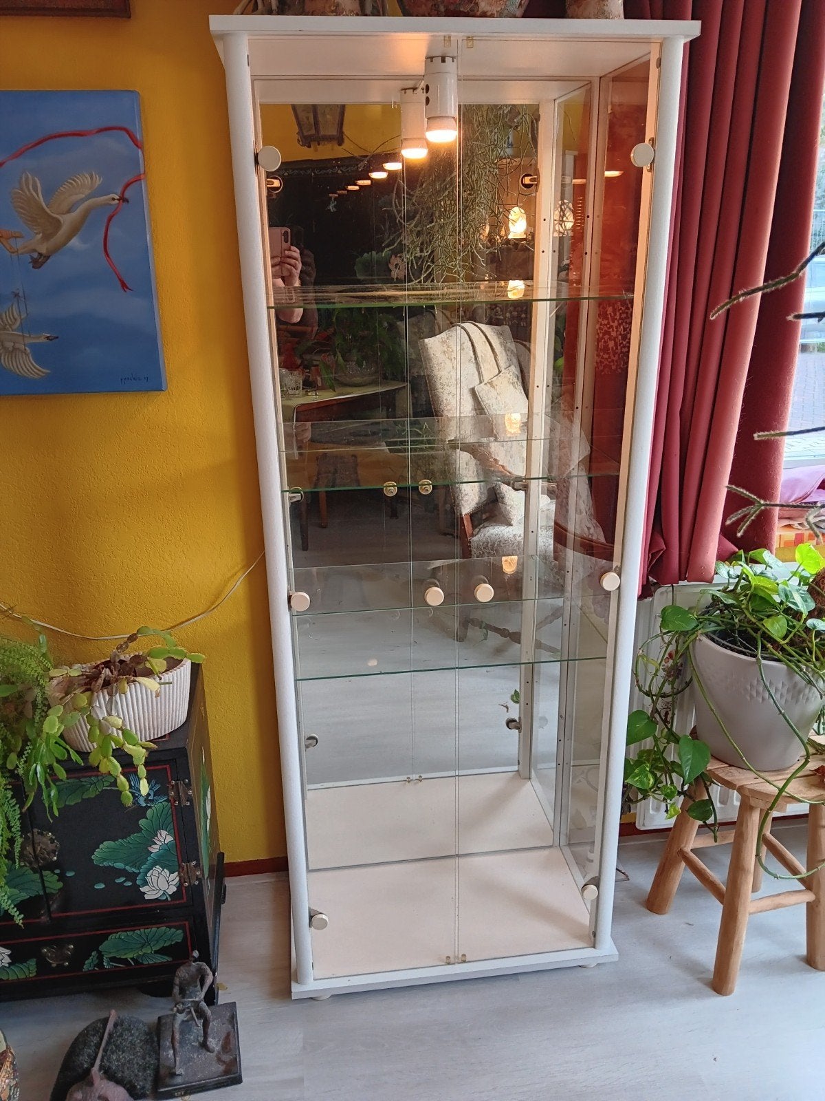 vitrinekast glas wit, Huis en Inrichting, Ophalen, Gebruikt, 50 tot 100 cm, Glas
