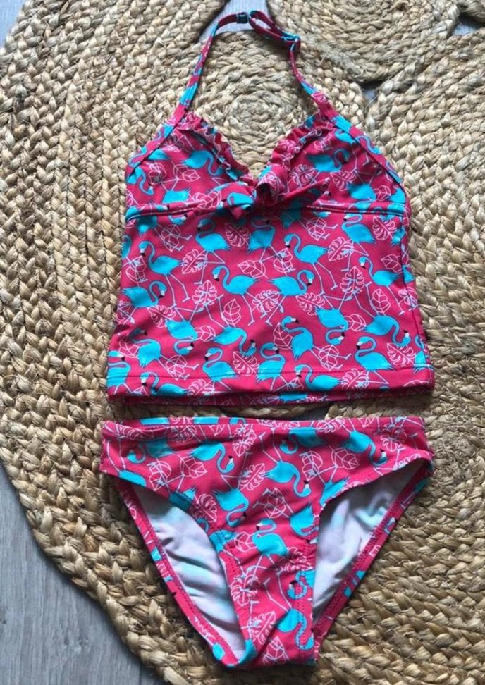 Tankini met flamingo’s 92/98, Ophalen of Verzenden, Zo goed als nieuw, Maat 92, Meisje
