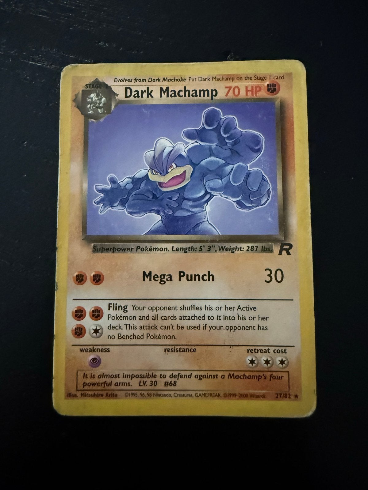 Dark Machamp 27/82 Team Rocket Pokémon Kaart, Ophalen of Verzenden, Gebruikt, Losse kaart