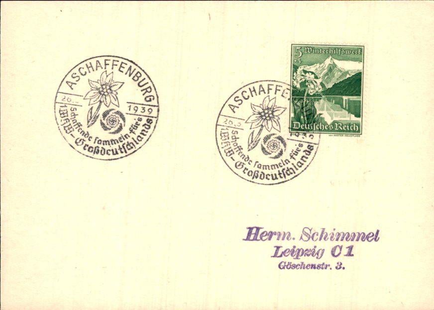 Derde Rijk - Aschaffenburg - 1937, Postzegels en Munten, Brieven en Enveloppen | Buitenland, Verzenden, Briefkaart