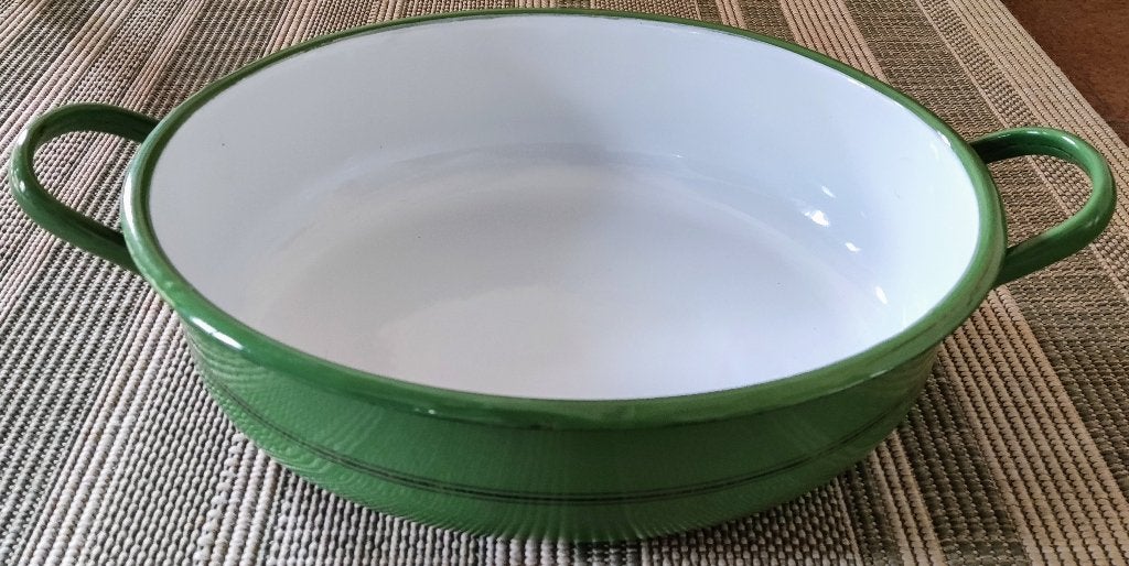 Teil; groen emaille met gouden bies, Antiek en Kunst, Ophalen of Verzenden
