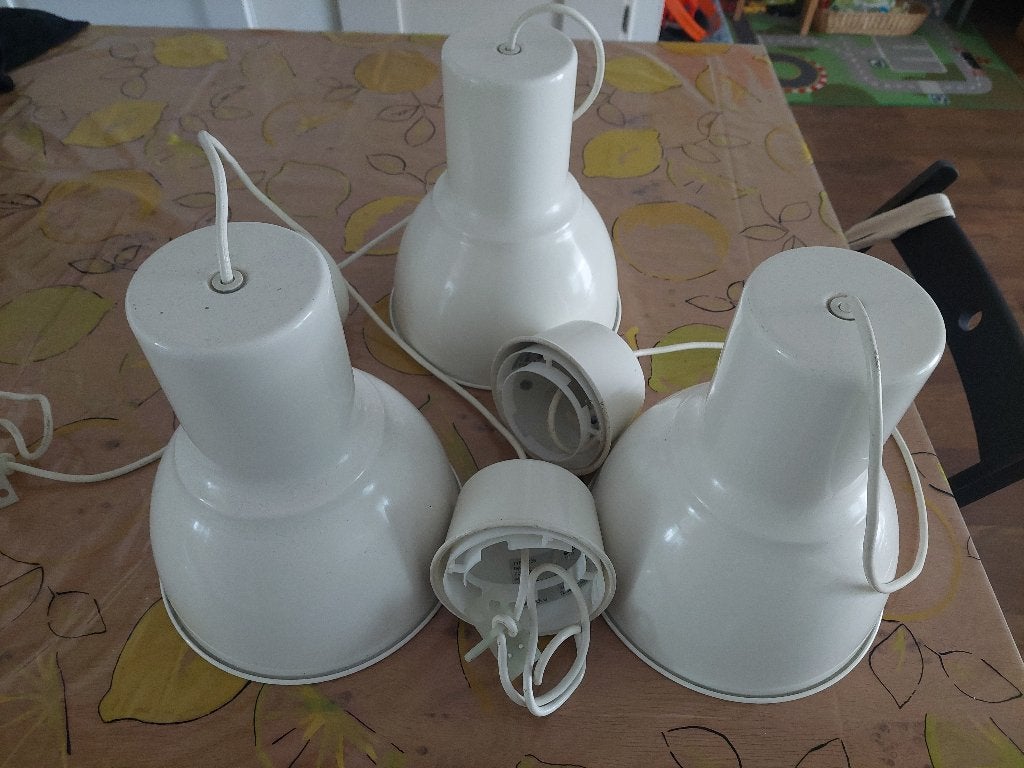 Ikea Hektar Hanglamp wit 3 stukjes, Ophalen, Zo goed als nieuw, Metaal