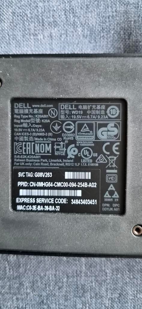 Dell WD19 Docking Station met Voeding, Computers en Software, Ophalen of Verzenden, Dell, Docking station, Gebruikt