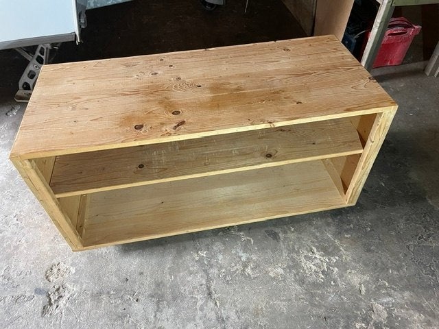houten audiomeubel/televisiemeubel met wieltjes, Ophalen, Gebruikt, 100 tot 150 cm, Minder dan 100 cm
