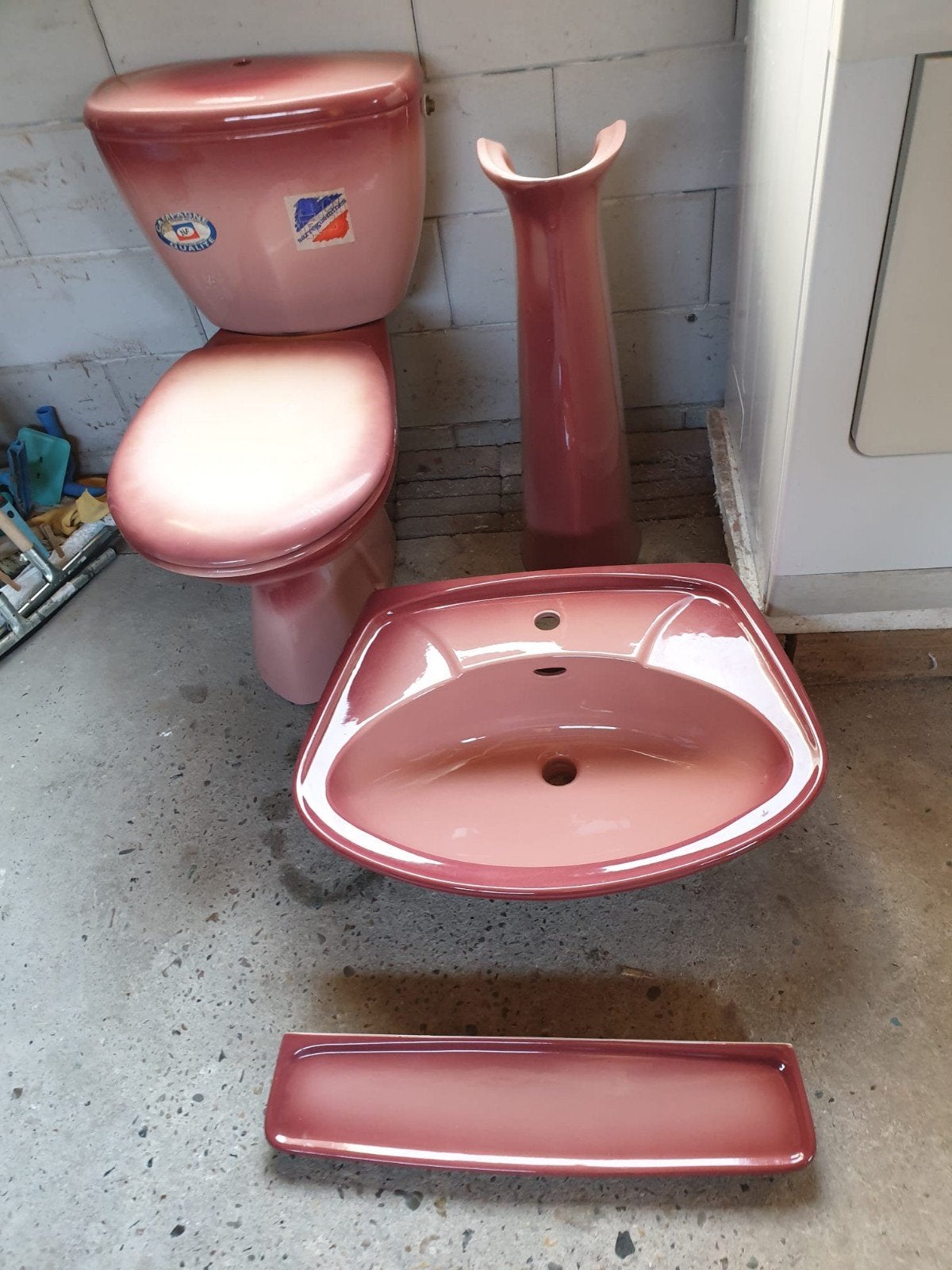 Complete roze gevlamd badkamer vintage NIEUW, Huis en Inrichting, Badkamer | Badkamermeubels, Ophalen, Overige typen, Nieuw, 50 tot 100 cm