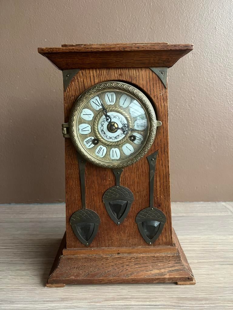 Jugendstil tafelklok mantelklok antieke houten klok, Antiek en Kunst, Antiek | Klokken, Ophalen
