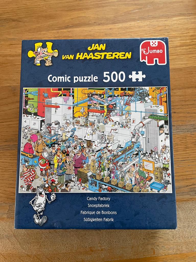 Puzzel Jan van Haasteren. 500 stukjes. Snoepfabriek, Ophalen of Verzenden, 500 t/m 1500 stukjes, Zo goed als nieuw, Legpuzzel