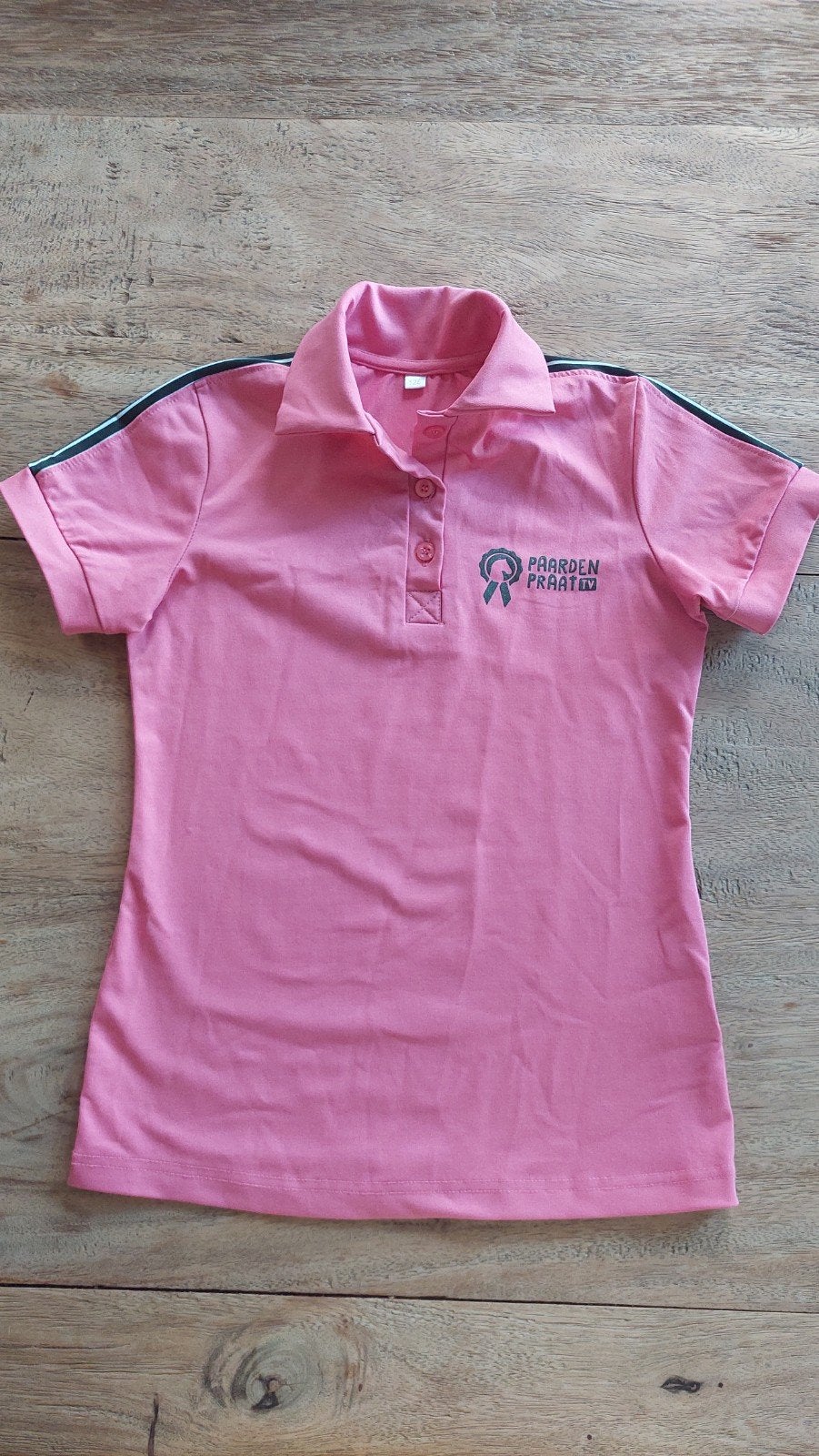 Roze polo shirt Paarden Praat TV maat 128, Ophalen of Verzenden, Gebruikt, Dressuur, Bovenkleding