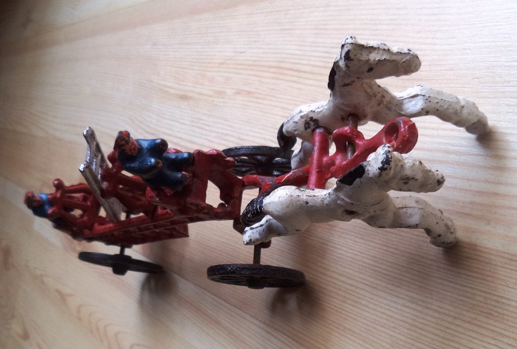 antiek speelgoed uit 1880 Gietijzer Brandweerwagen, Ophalen of Verzenden