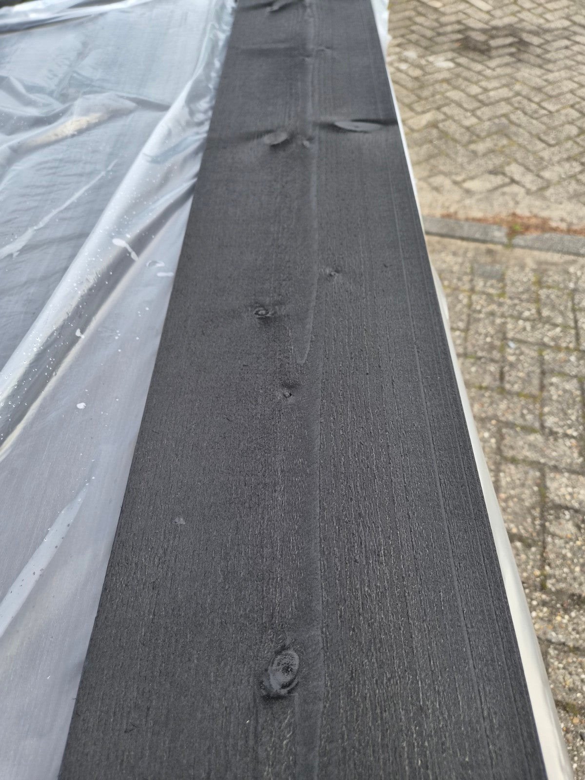 ACTIE!! Prachtige rabat/potdekselplank 2x diepzwart gespoten, Tuin en Terras, Schuttingen, 1 tot 2 meter, Nieuw, Ophalen of Verzenden