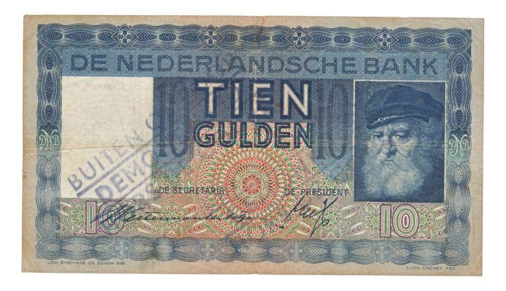 Nederland 10 Gulden 1933 Grijsaard Buiten omloop gesteld, Ophalen of Verzenden, 10 gulden, Los biljet