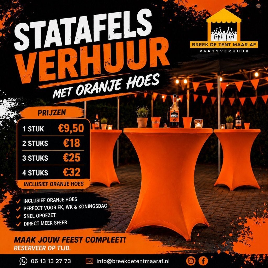 STATAFELS VERHUUR – ORANJE HOEZEN, Ophalen, Zo goed als nieuw, Oranje of Koningsdag