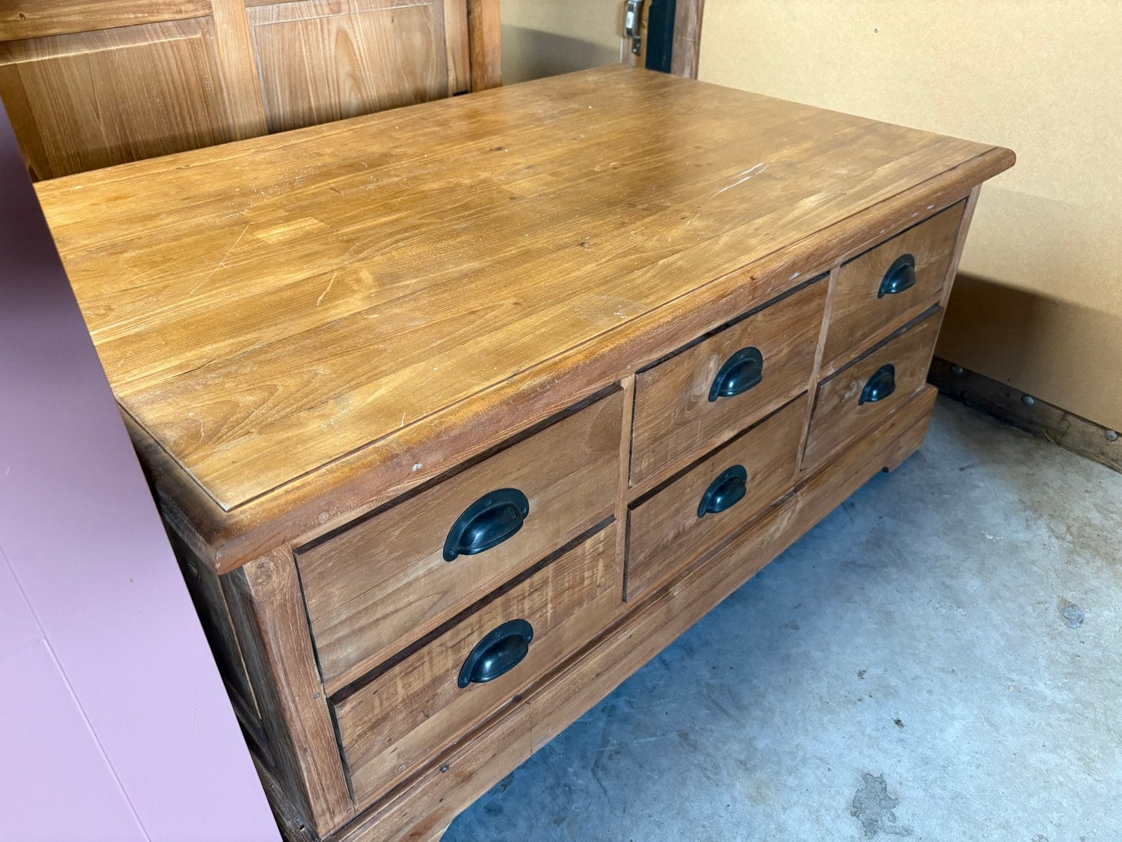 Salontafel teakhout, Gebruikt, 75 cm of meer, Rechthoekig, Hout