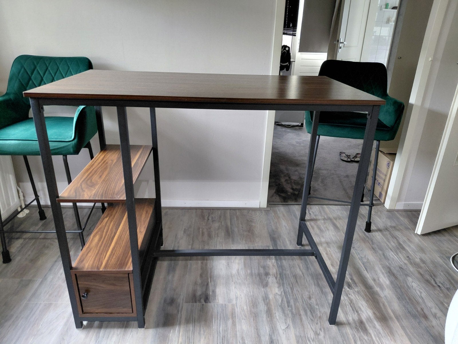 Leuk barsetje met 2 luxe barkrukken, Ophalen of Verzenden, Zo goed als nieuw, 90 cm of meer, Hout