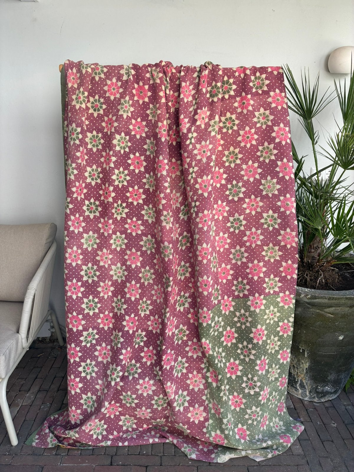 Vintage Kantha Quilt Deken India Sari, Ophalen of Verzenden, Zo goed als nieuw