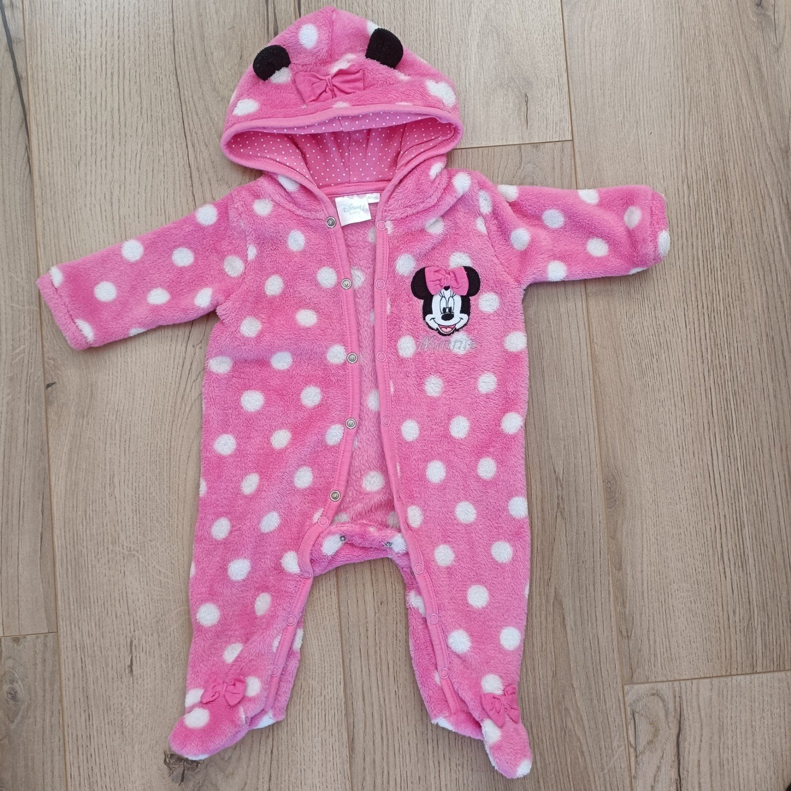 Minnie Mouse Roze zachteoveral met Stippen - Maat 62cm, Kinderen en Baby's, Babykleding | Maat 62, Ophalen, Meisje, Disney Baby