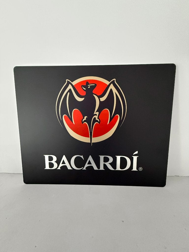 Reclamebord Bacardi glans logo, aluminium, 50x40cm, Ophalen of Verzenden, Nieuw, Reclamebord